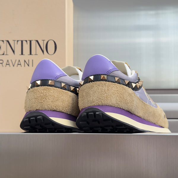 VLTN Garavani Stud Up Butterfly Sneakers Purple Multicolor Suede