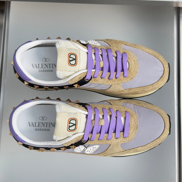 VLTN Garavani Stud Up Butterfly Sneakers Purple Multicolor Suede