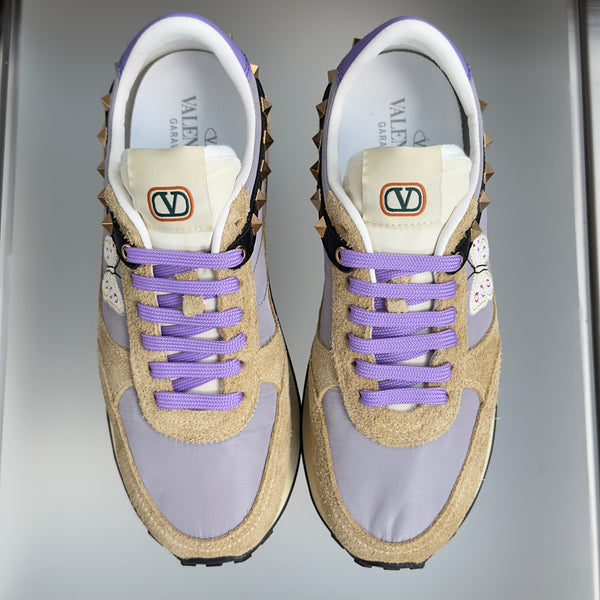 VLTN Garavani Stud Up Butterfly Sneakers Purple Multicolor Suede