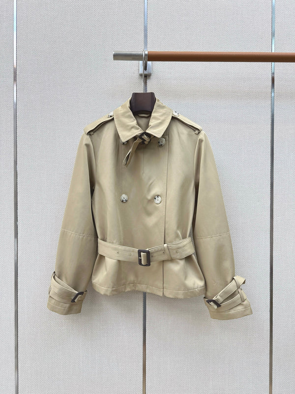 BRR Cropped Double-Breasted Trench Coat Cotton 427342