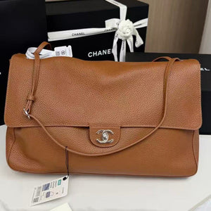 Chanel 2026 Maxi Flap Bag 38.5cm Camel Brown Grained Calfskin