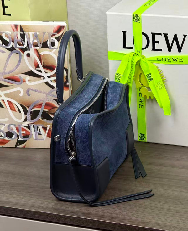 Loewe Amazona 180 Bag 24.5cm Dark Blue Calfskin Suede