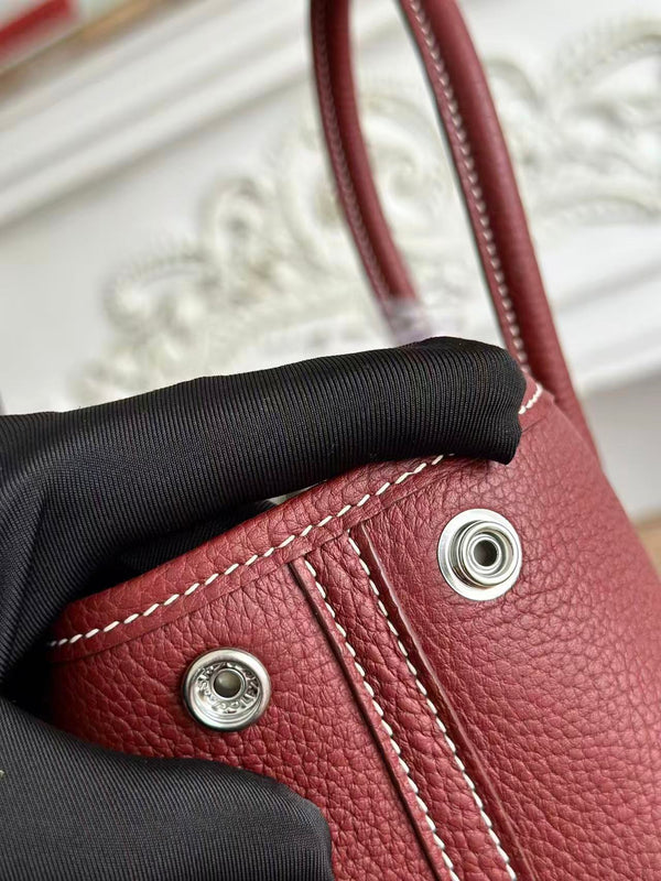 HM Garden Party Bag 23cm Burgundy Calfskin