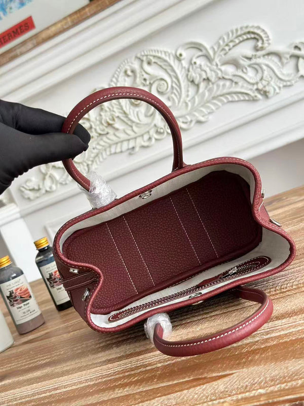 HM Garden Party Bag 23cm Burgundy Calfskin