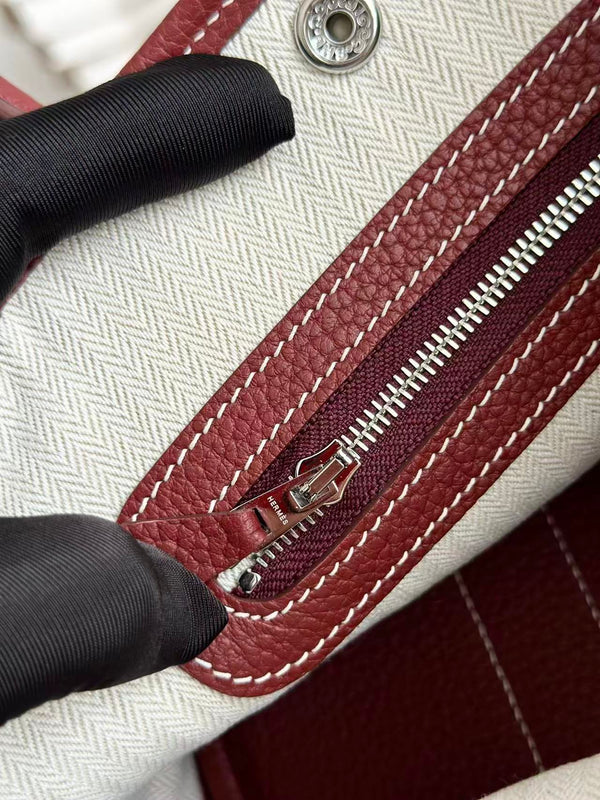 HM Garden Party Bag 23cm Burgundy Calfskin