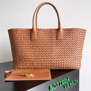 BV 2026 Cabat Tote Bag 51cm Caramel Intreccio Leather