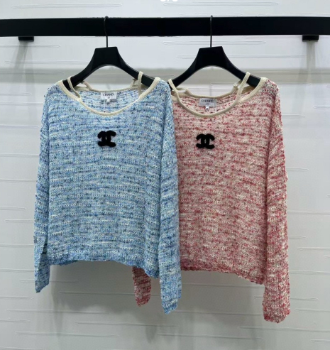 Chanel 2026 Off-the-shoulder Knit Long-sleeved Top Wool Cashmere