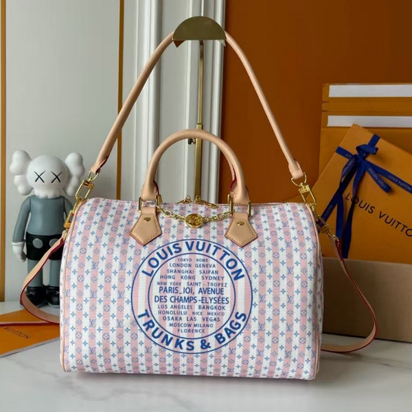 LV Speedy Bandoulière Bag 30 Beige Pink in Cowhide