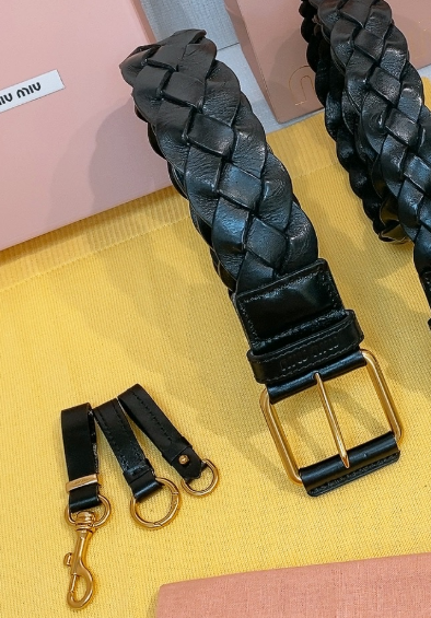 Miu 26s Black Woven Belt 211536