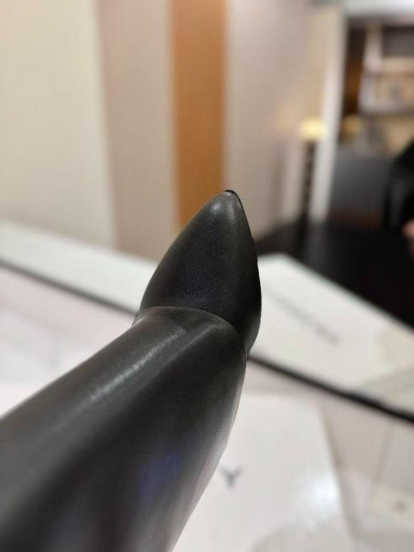 Givenchy Shark-Lock Knee-High Boots Black Cowhide Sliver HW