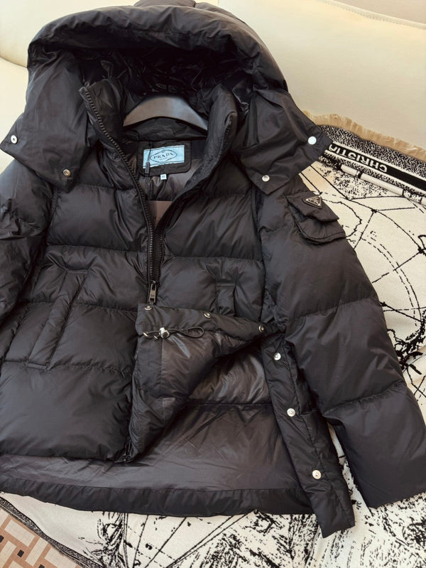 Prada 25 Hooded Coat Polyester Down 312061