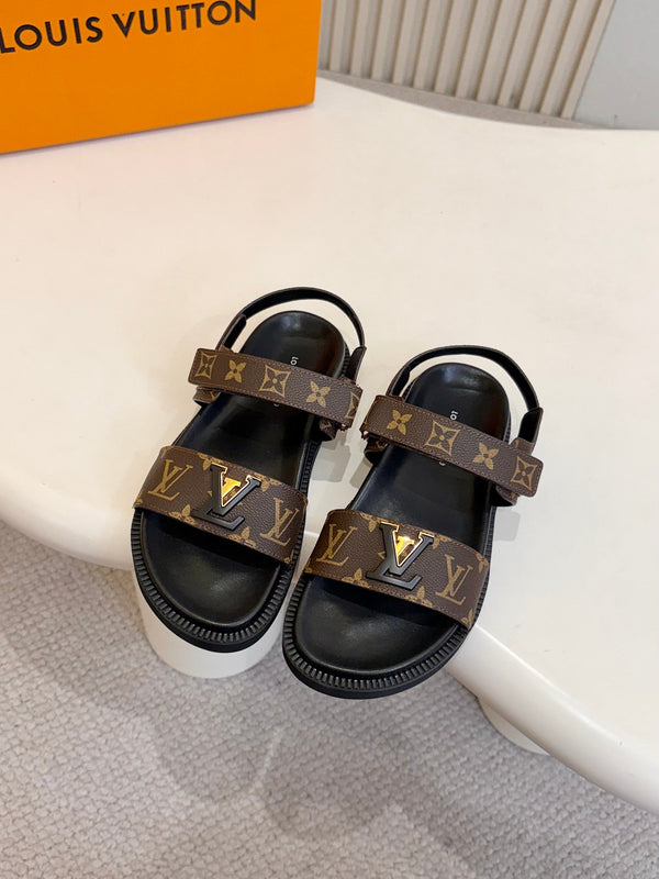 LV Sunset Flat Comfort Sandals Leather 912816
