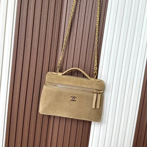 CC 2026 Vanity Bag 28CM With Chain Suede Leather