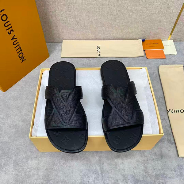 LV Oasis Mule Black Calfskin Monogram Embossed Canvas