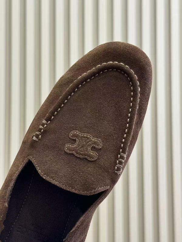 Celine Adam Loafers Dark Brown Suede