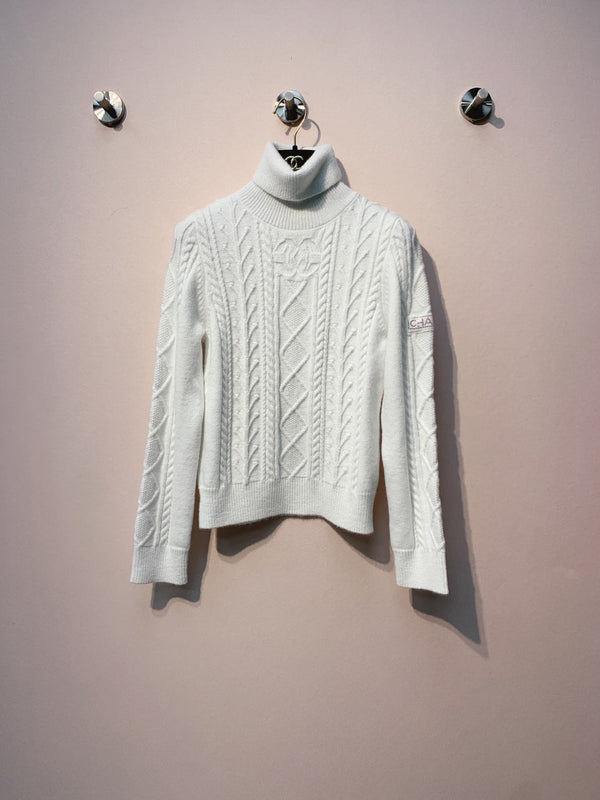 Chanel 25 Cable-knit Turtleneck Sweater Cashmere 317402