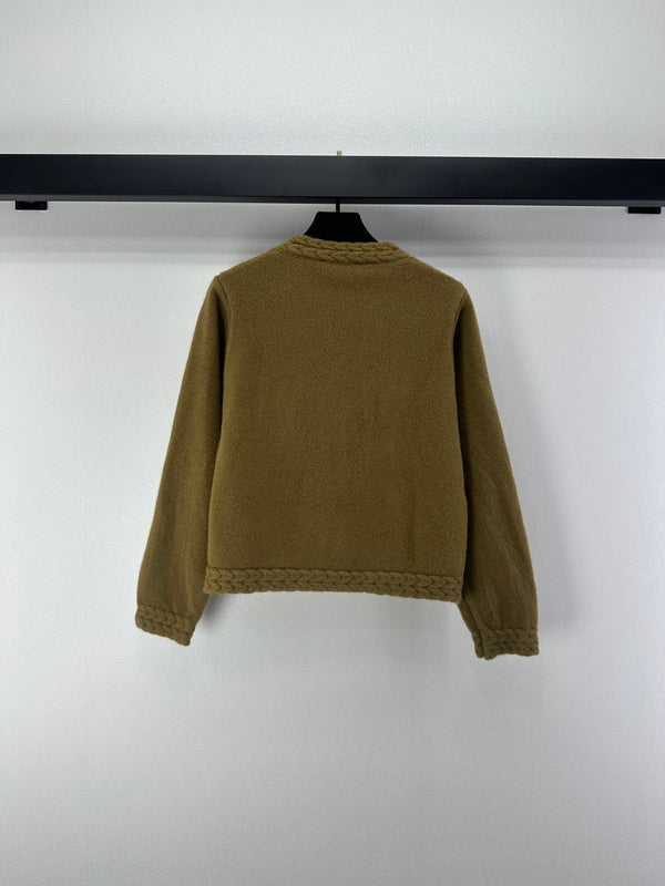Chanel 2025 Cardigan Grey and Olive Brown Wool 329282