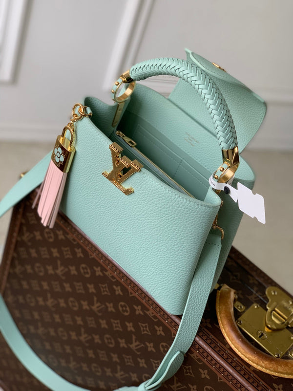 LV 2025 Capucines BB Bag Mint Green Taurillon Leather 347420