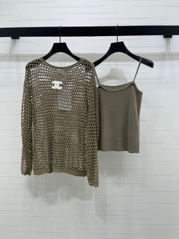Chanel 2026 Two-piece Layered Knit Long-sleeved Set Wool