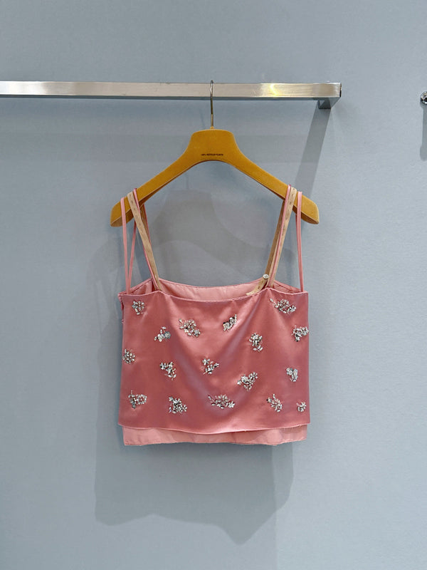 Miu Rhinestone Camisole in YB Acetate Blend