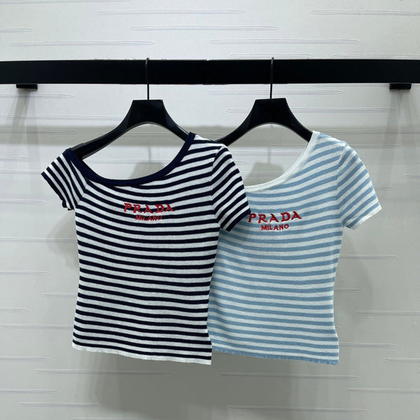 Pra 2026 One-shoulder Knit Short-sleeved Top Cotton 391450