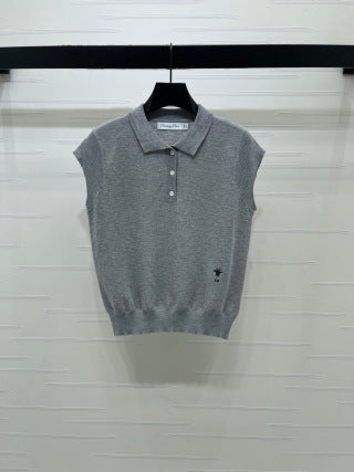 CD Polo Collar Knit Vest Silk Wool 392661