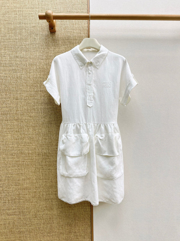Miu 2026 Workwear Pocket Shirt Dress Cotton 514120