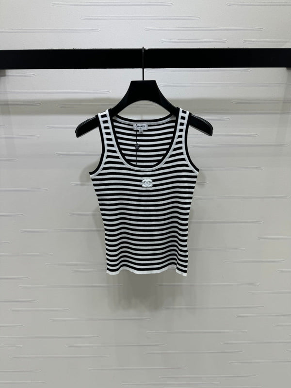 CC Logo Striped Ribbed Tank Top Wool 406478