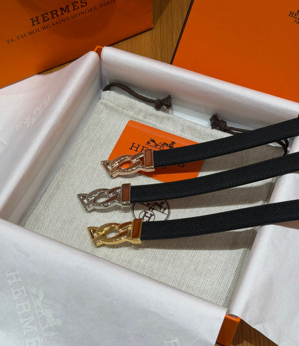 HM Chaine d'Ancre Belt 1.8cm Black Epsom Calfskin 212424
