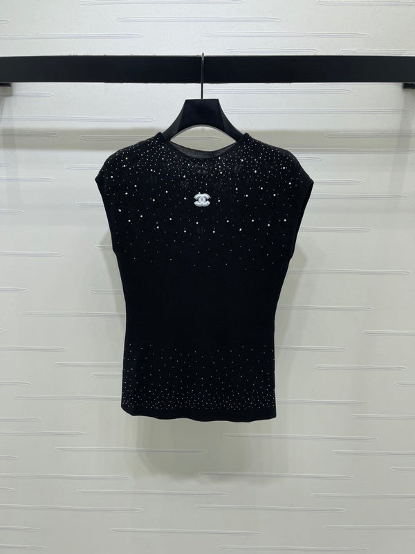CC Crystal Sleeveless Skirt Set Black Polyester 406423