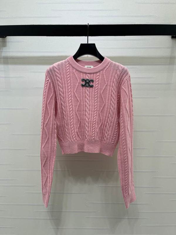 CE 26S Cable-Knit Crewneck Sweater Interlaced C Logo Wool 430328
