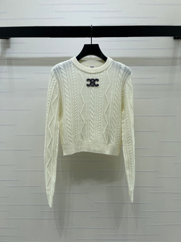 CE 26S Cable-Knit Crewneck Sweater Interlaced C Logo Wool 430328