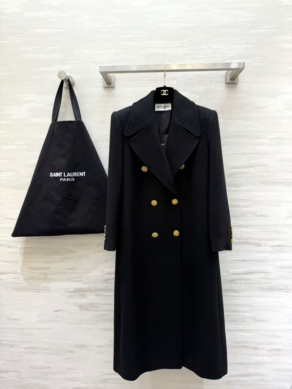 YSL Double-Breasted Coat Wool 427452