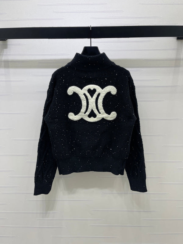CE 26S Zip-Up Knit Cardigan Triomphe Logo Wool 430316