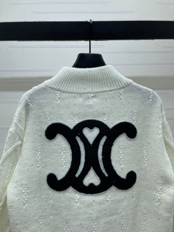 CE 26S Zip-Up Knit Cardigan Triomphe Logo Wool 430316