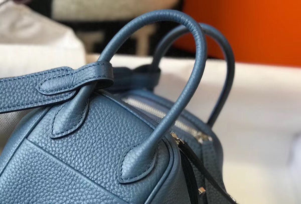 HM Mini Lindy 20cm Blue Agate Clemence Leather