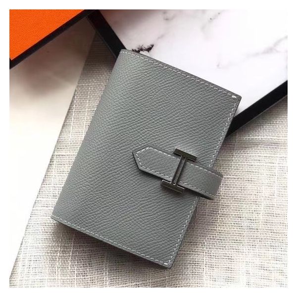 HM Bearn 10cm Mini Wallet In Blue Lin Epsom Leather