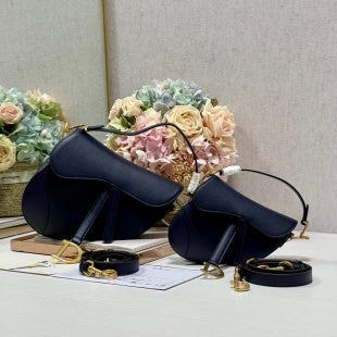 CD Saddle Bag Navy Blue in Cowhide 288165