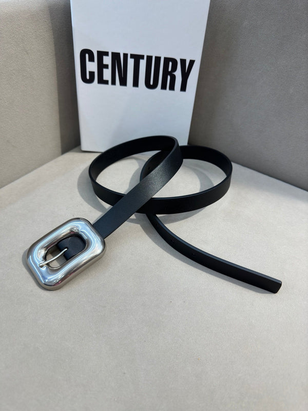 BV Square Buckle Belt 2cm Black Cowhide 211340