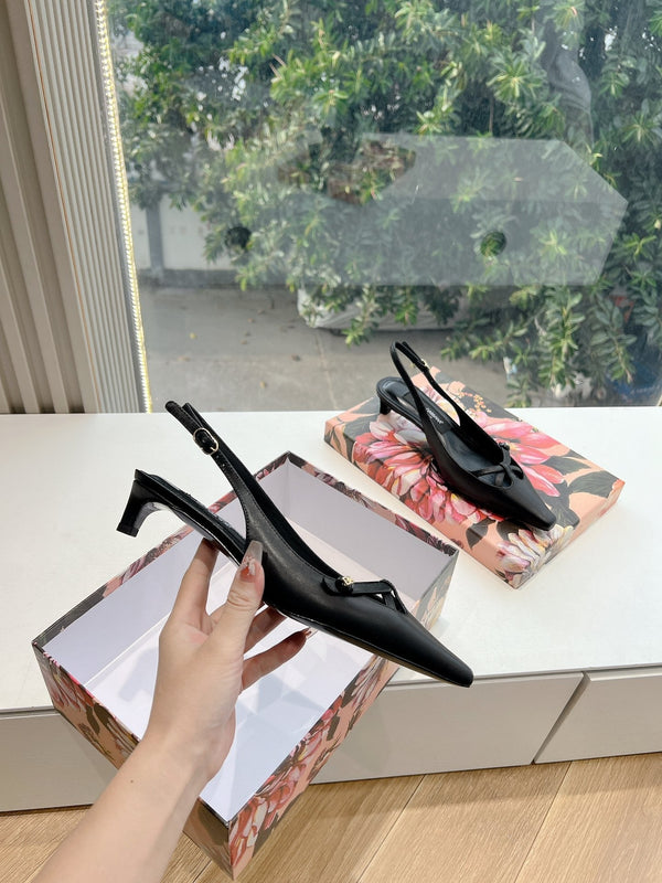 DC 25 Satin Slingbacks Black Cowhide & Sheepskin 962754