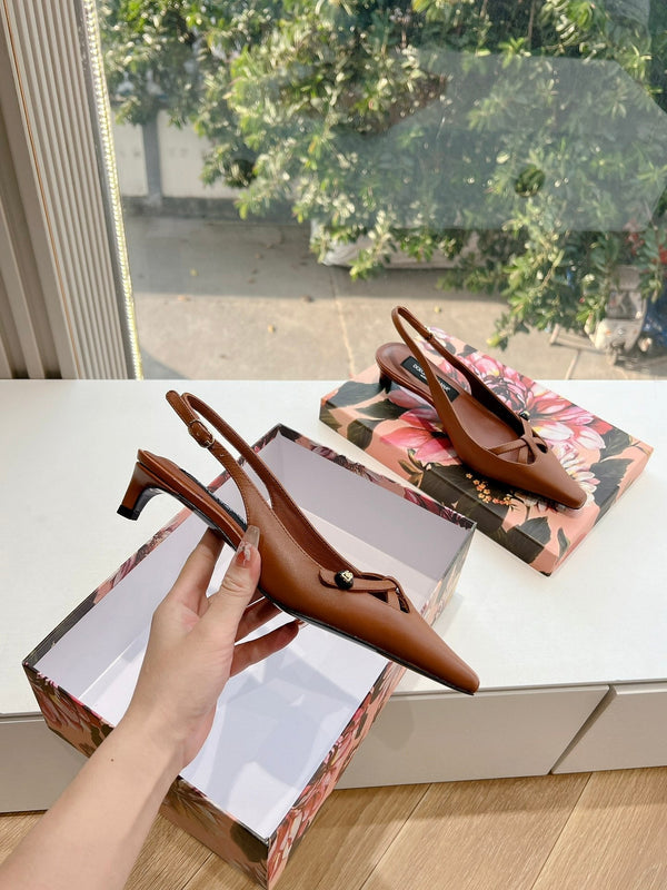 DC 25 Satin Slingbacks Brown Cowhide & Sheepskin 962755