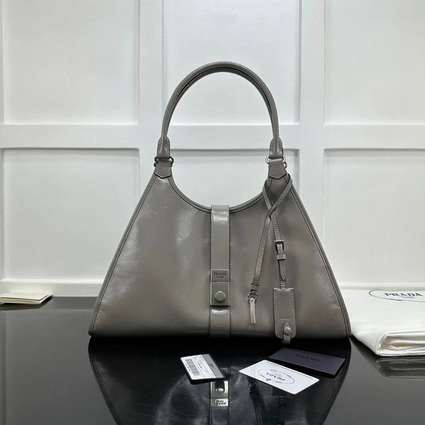 Prad 2026 Soft Lux Medium Tote Bag 39cm Patent Calfskin