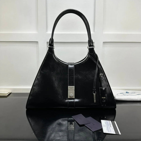 Prad 2026 Soft Lux Medium Tote Bag 39cm Patent Calfskin