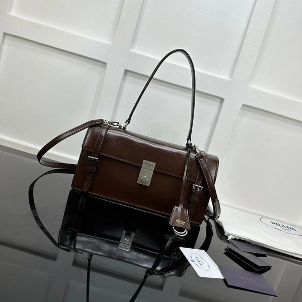 Prad 2026 Medium Shoulder Bag 32cm Patent Calfskin