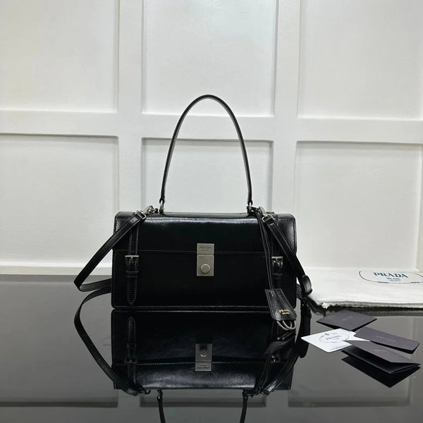 Prad 2026 Medium Shoulder Bag 32cm Patent Calfskin
