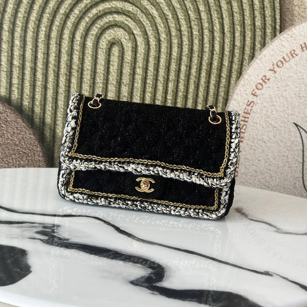 CC 2026 Mini Flap Bag Tweed Denim Leather