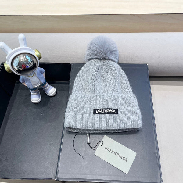 Balenciaga Knitted Hat with Pom-Pom 436967
