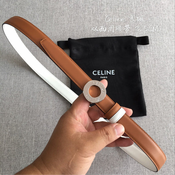 CL 2026 Disc Buckle & Reversible Strap Belt 2.5cm Leather