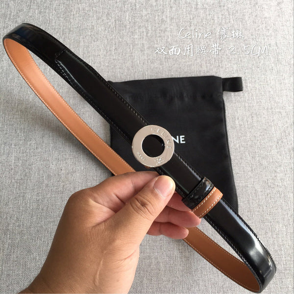 CL 2026 Disc Buckle & Reversible Strap Belt 2.5cm Leather