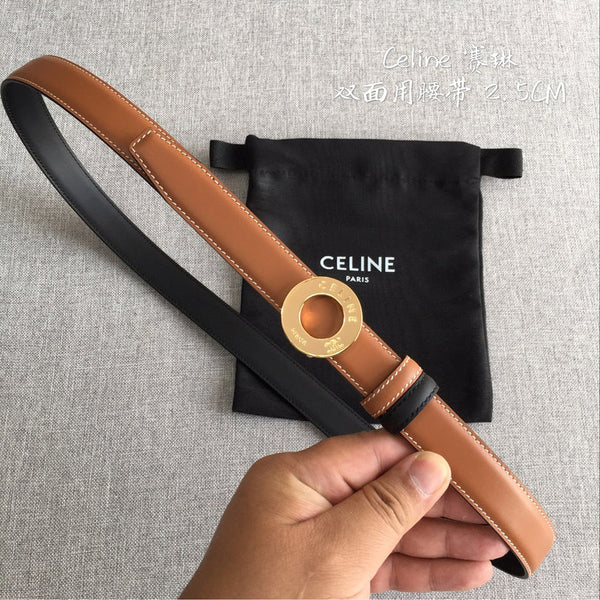 CL 2026 Disc Buckle & Reversible Strap Belt 2.5cm Leather